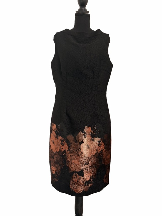Sara Campbell Dresses & Skirts - Sara Campbell Black Midi Dress with Bronze Floral Hem
